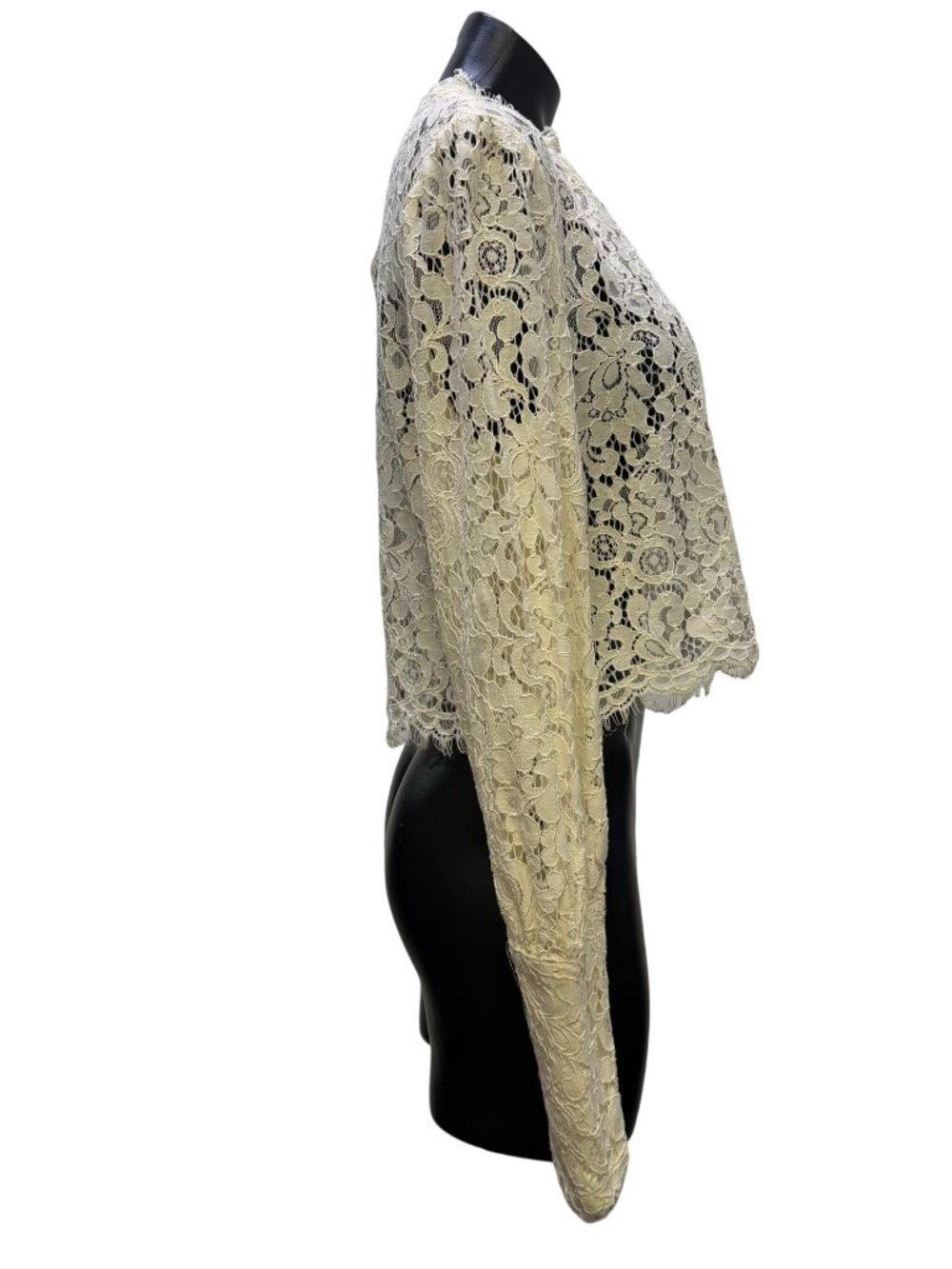 Bardot Lace Cropped Blouse Ivory Long Sleeve XL - Picture 3 of 6